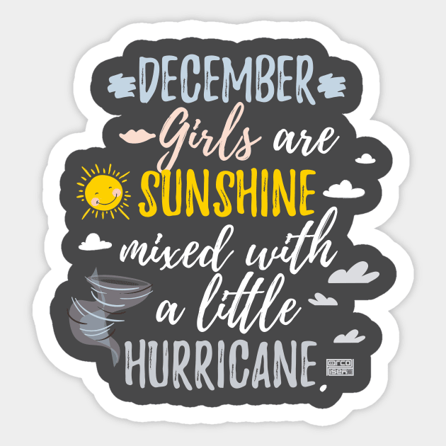 DECEMBER Girls Sunshine and Hurricane Birth Month Sticker by porcodiseno